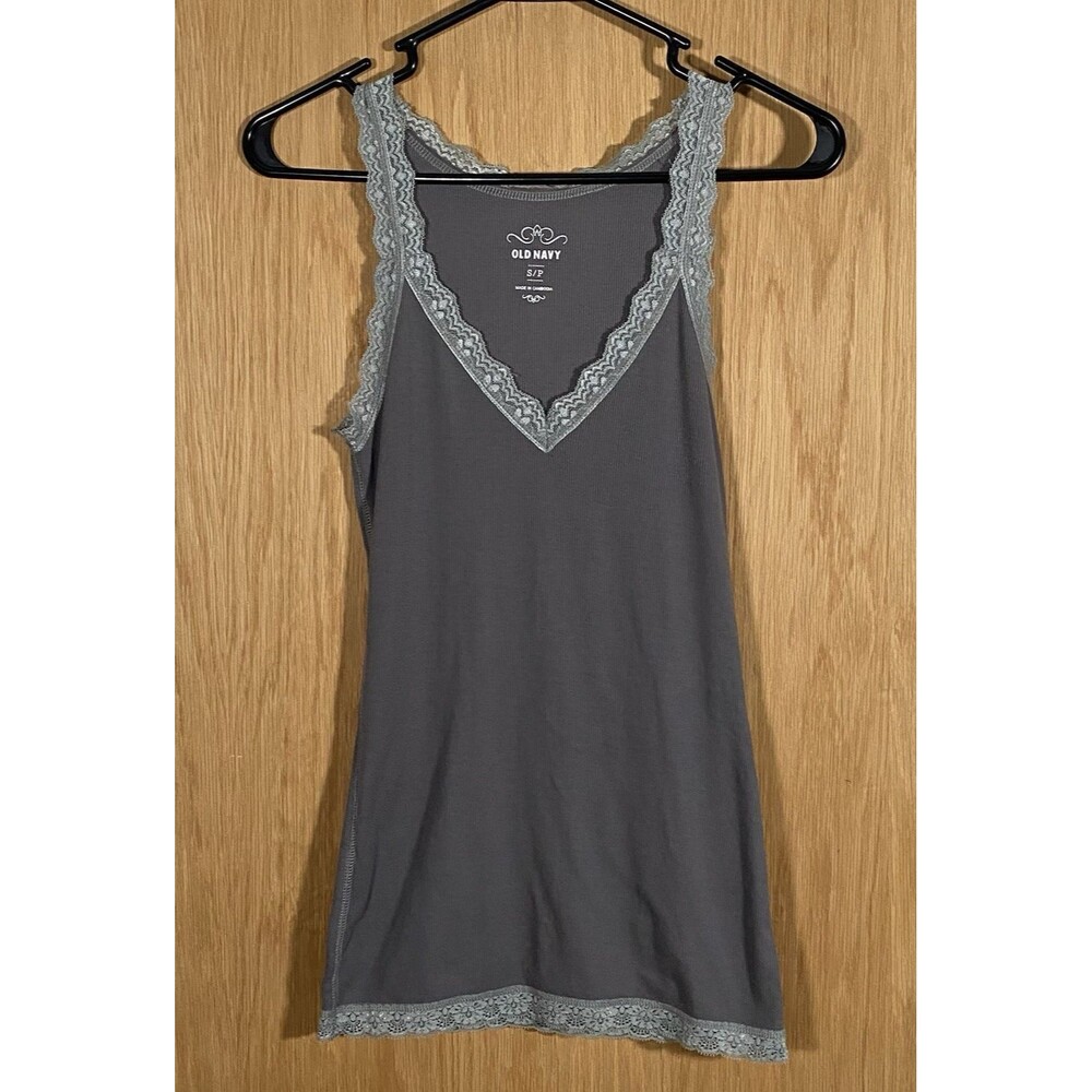 Old Navy Women's Sm Y2K Lace Trim Cami Tank Gray Bella Swan TwilightCore Ballet